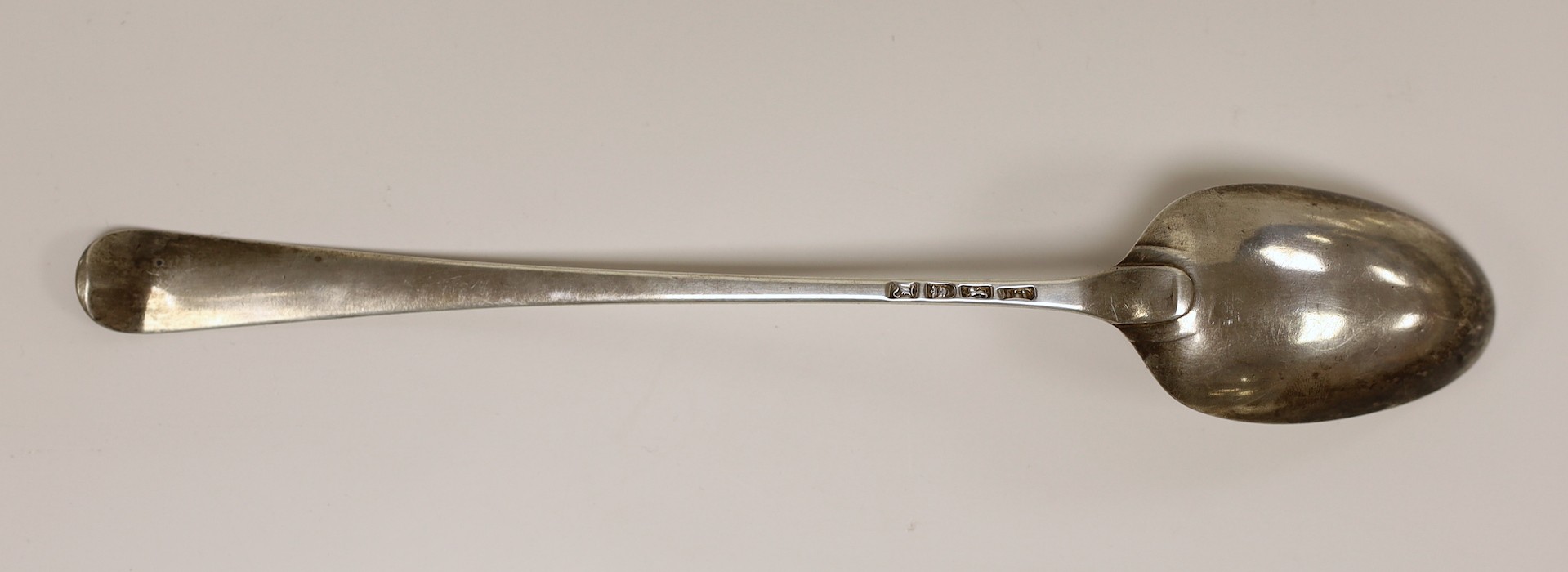 A George III silver Old English pattern basting spoon, London, 1766, 29cm.